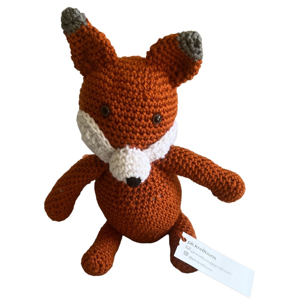 Handmade Crochet Fox Orange Gray white